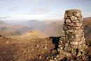 06-2266 The Summit Cairn of Red Screes and the View North over Middle Dodd and Brothers Water.  Lake District, Cumbria